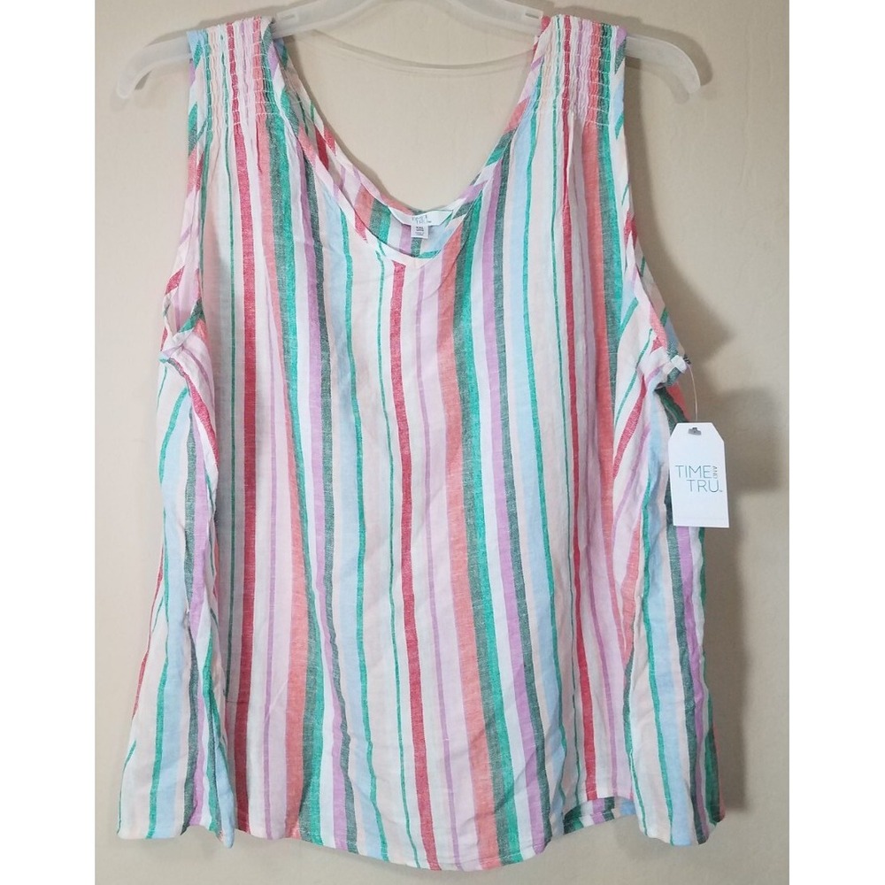 Terra & Sky Women Sleeveless Top Striped Shirt Tank XXL (20) Multicolor NEW